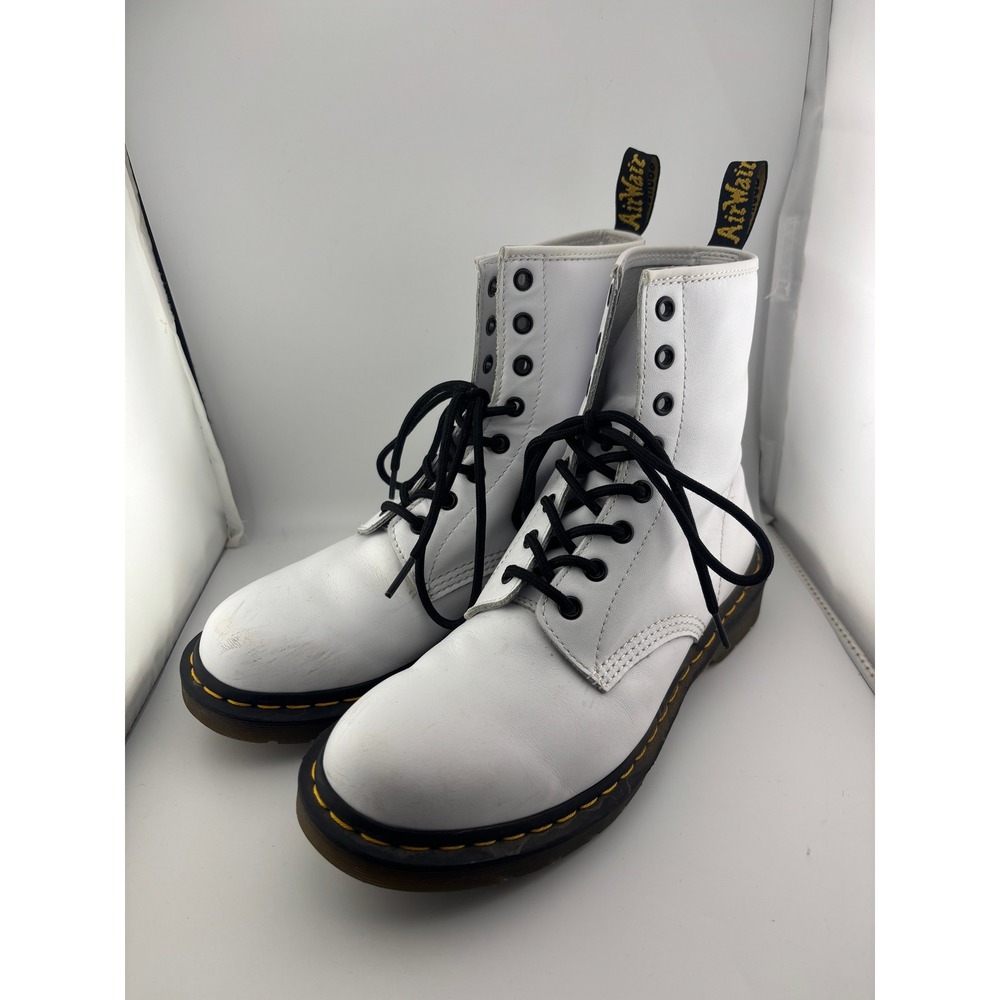 Dr. Martens 1460 White Smooth Leather 8-Eye Combat Boots Womens 10
